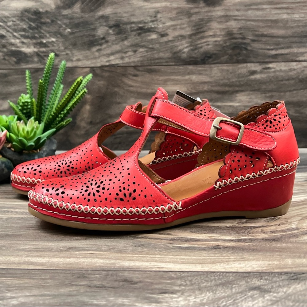 NIB Spring Step Roxela Red Leather T Strap Mary Jane Sandal Shoes - Picture 4 of 14